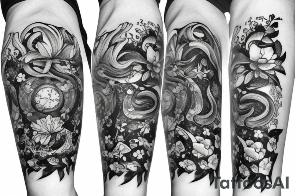 Aquarius zodiac with magnolia flower tattoo idea