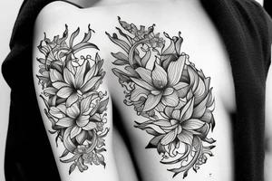 Aquarius zodiac with magnolia flower tattoo idea