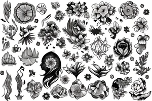 Aquarius zodiac with magnolia flower tattoo idea