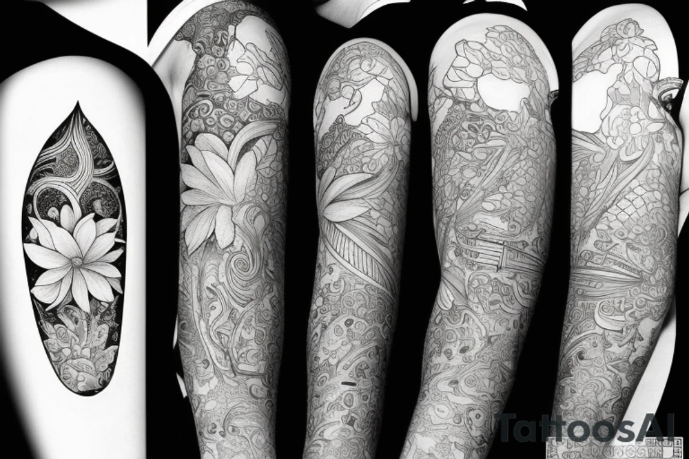 Aquarius zodiac with magnolia flower tattoo idea