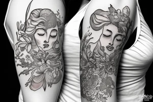 Aquarius zodiac with magnolia flower tattoo idea
