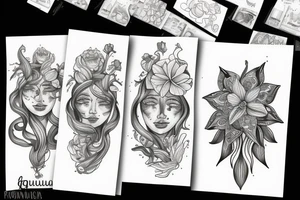 Aquarius zodiac with magnolia flower tattoo idea