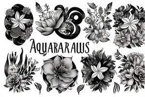 Aquarius zodiac with magnolia flower tattoo idea