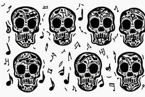 Skull with music notes tattoo idea