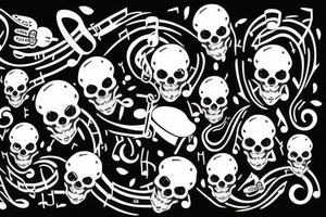 Skull with music notes tattoo idea