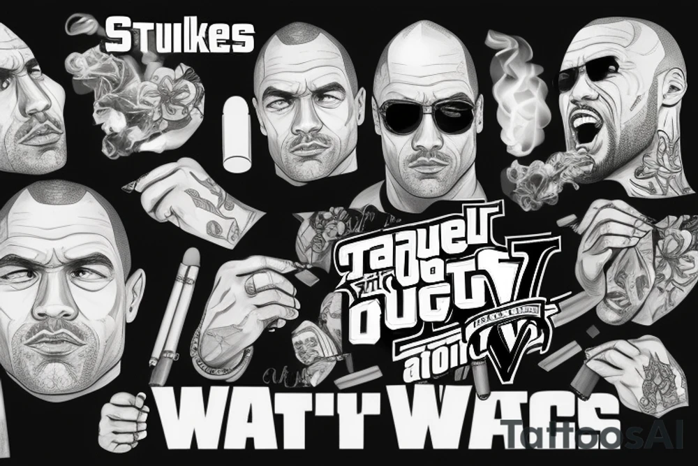 The rock smoking weed in GTA V tattoo idea
