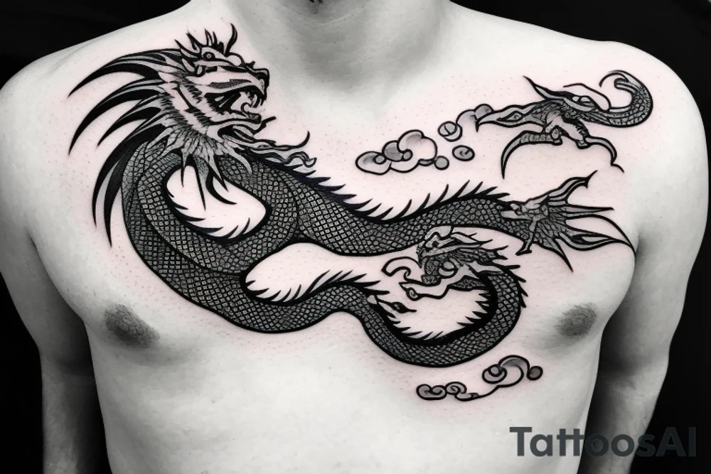 A dragon in front of the moon tattoo idea