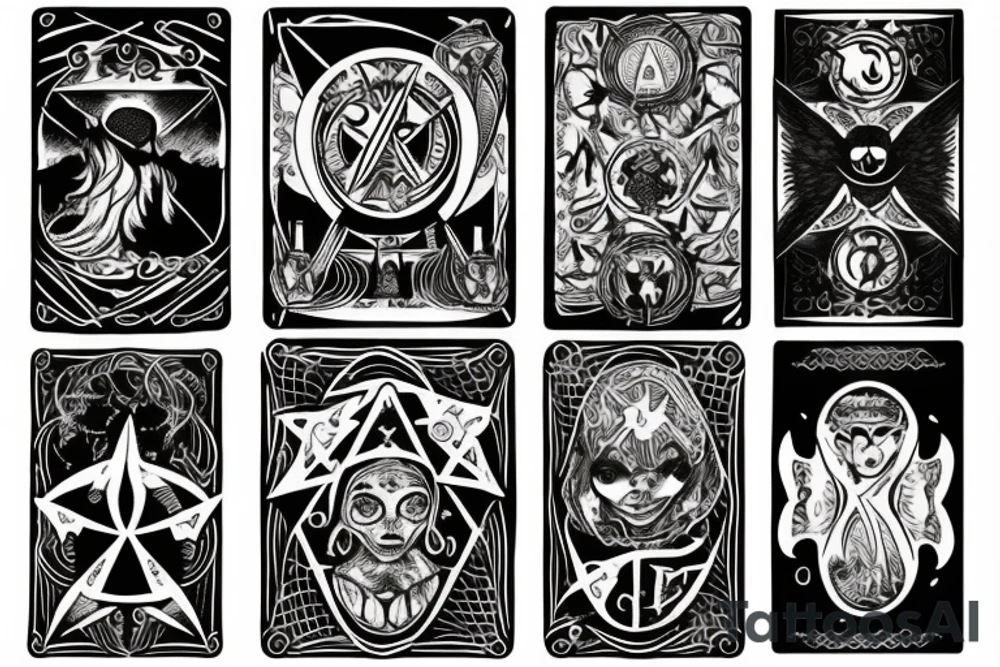 ouija board, tarot, crystals tattoo idea