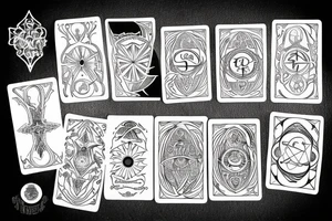 ouija board, tarot, crystals tattoo idea