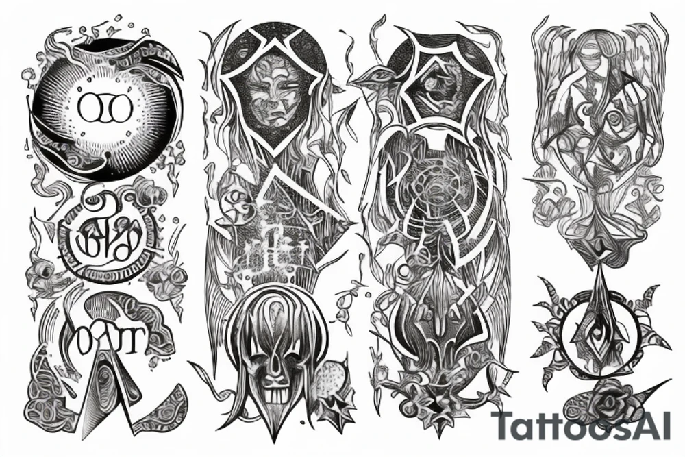 ouija board, tarot, crystals tattoo idea