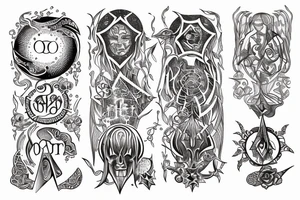 ouija board, tarot, crystals tattoo idea