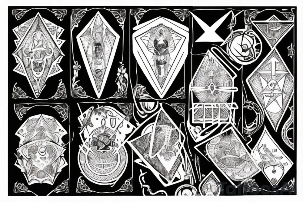 ouija board, tarot, crystals tattoo idea