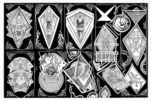 ouija board, tarot, crystals tattoo idea