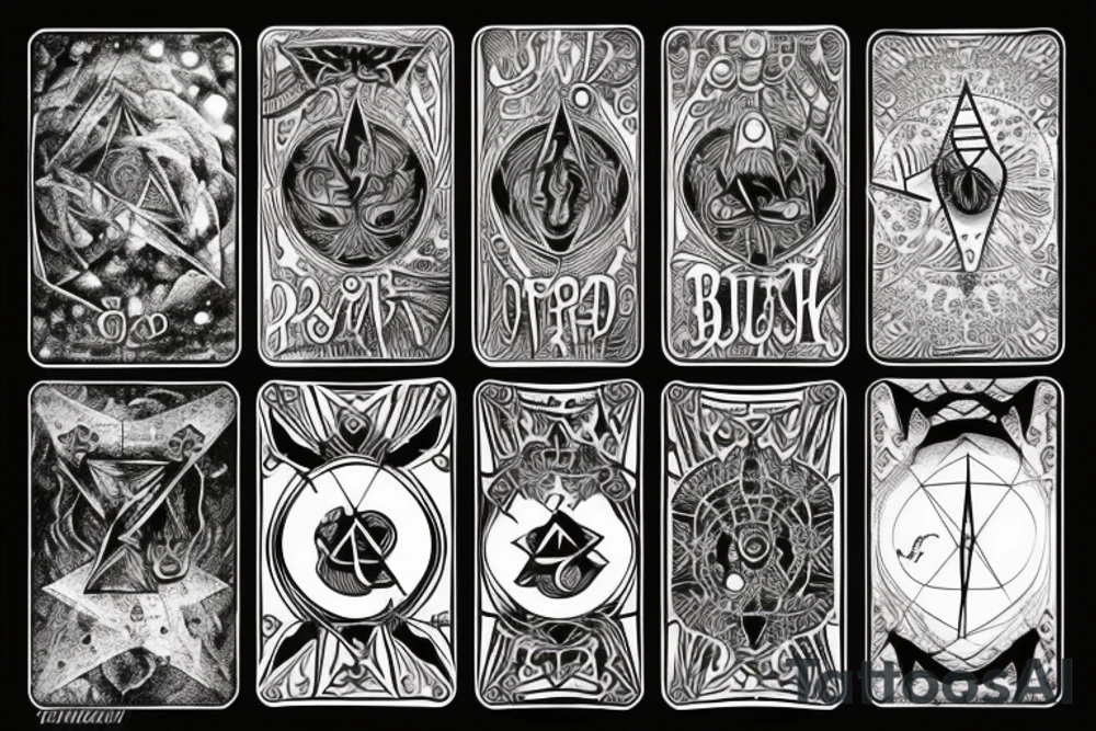 ouija board, tarot, crystals tattoo idea