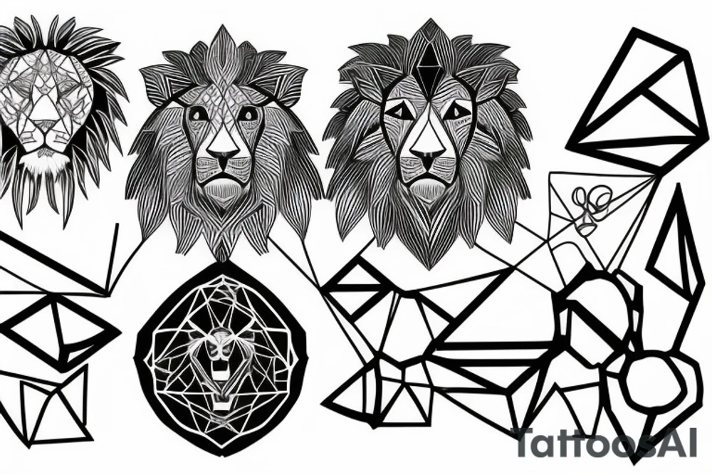 Geometric lion and lamb tattoo idea