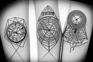 Two clocks dancing with each other tattoo idea