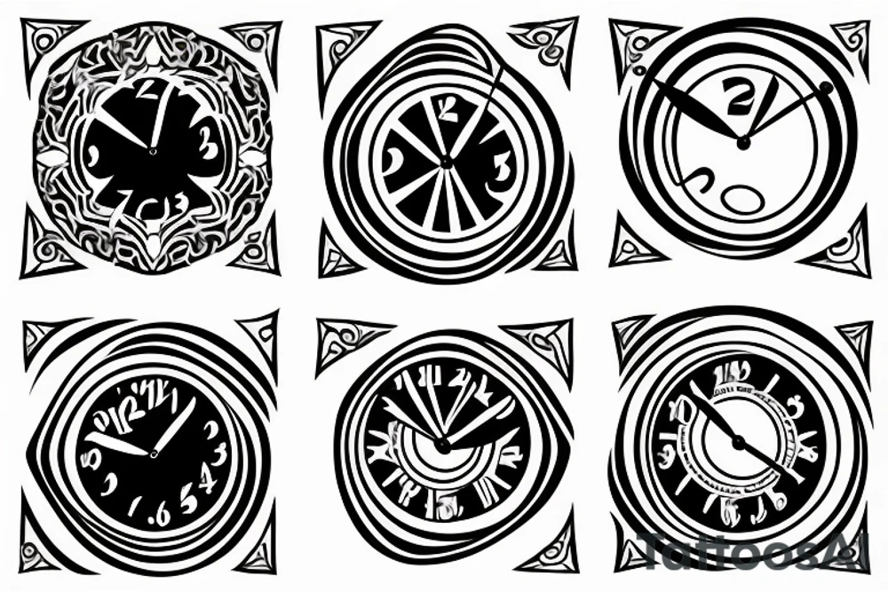 Two clocks dancing with each other tattoo idea