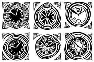 Two clocks dancing with each other tattoo idea