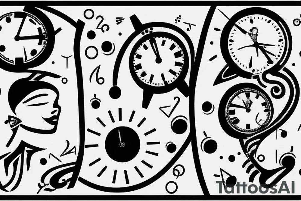 Two people with clocks for heads dancing with each other tattoo idea Two people with clocks for heads dancing with each other tattoo idea