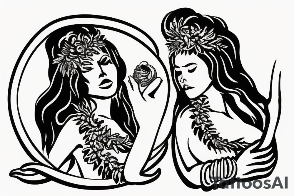 Hula goddess making offering to the volcano tattoo idea