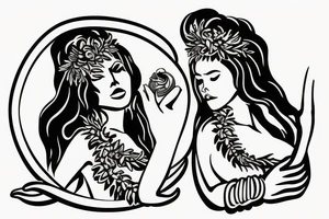 Hula goddess making offering to the volcano tattoo idea