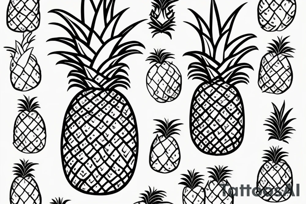 Pineapple Hula Girl making an offering to the volcano tattoo idea