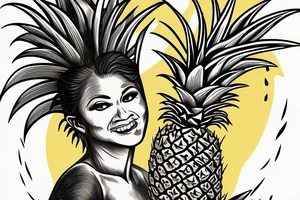 Pineapple Hula Girl making an offering to the volcano tattoo idea