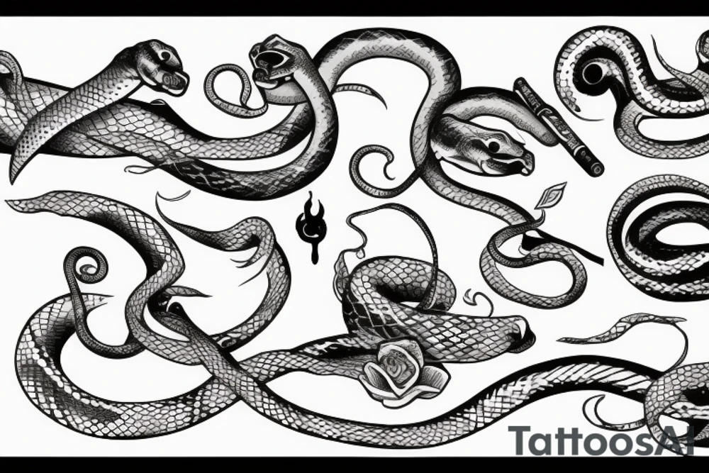 Wine and snake tattoo idea