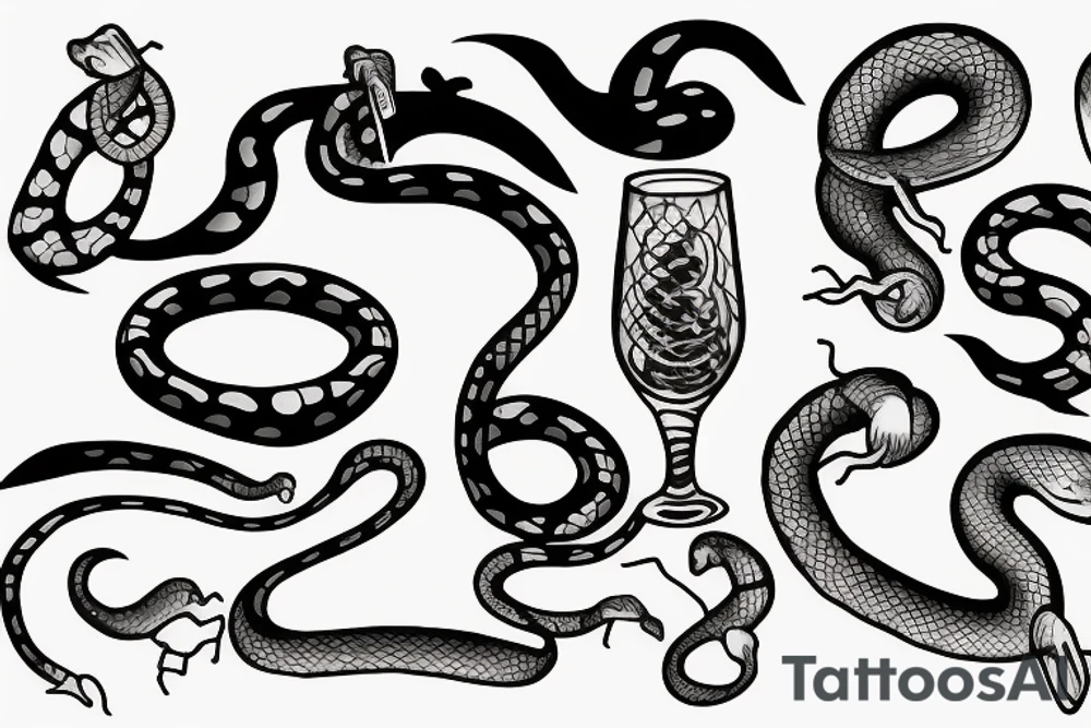 Wine and snake tattoo idea