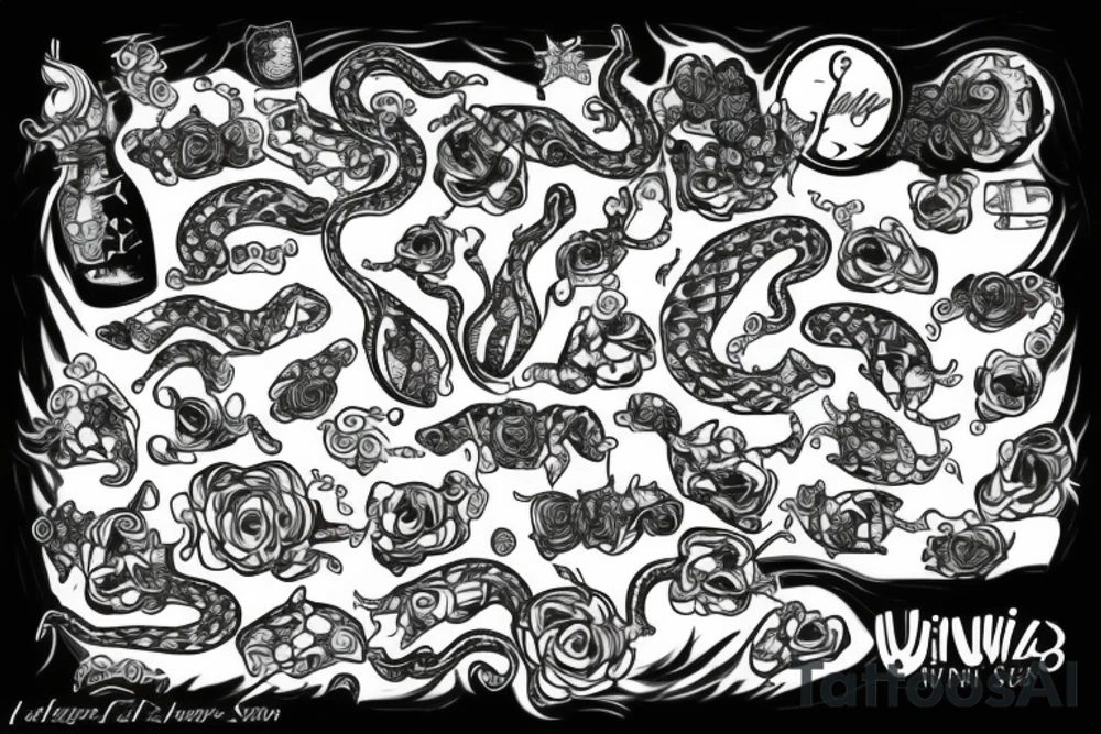 Glass of winę 
with snake tattoo idea