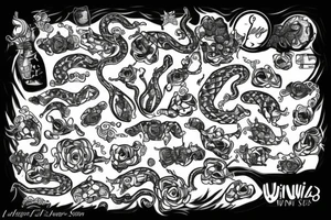 Glass of winę 
with snake tattoo idea