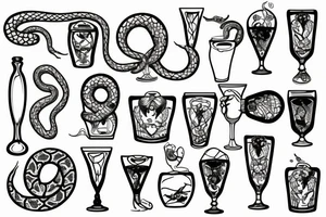 Glass of winę 
with snake tattoo idea