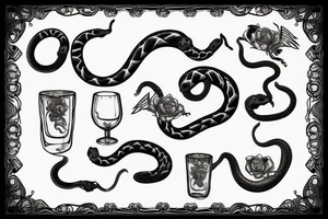 Glass of winę 
with snake tattoo idea