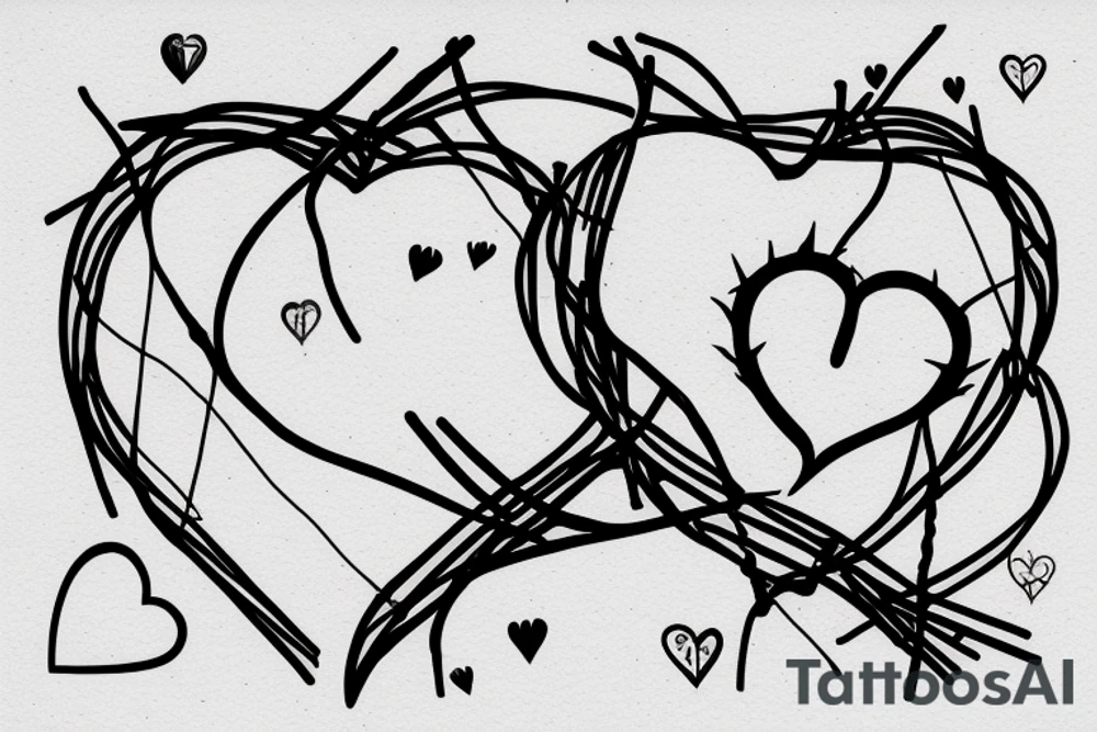 Broken heart with barbed wire tattoo idea