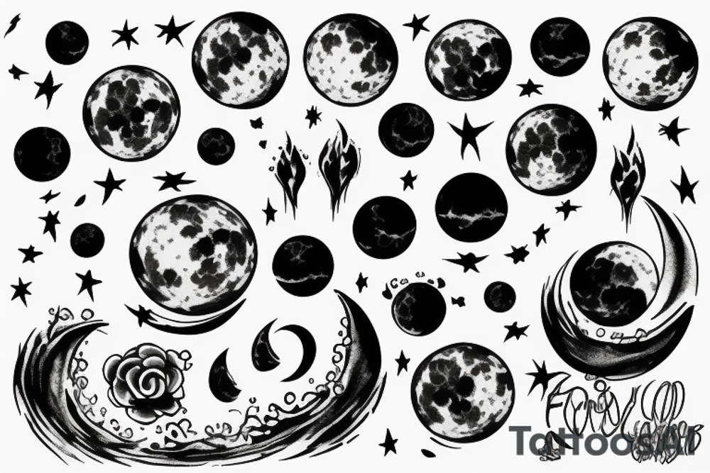 Full moon with clouds tattoo idea