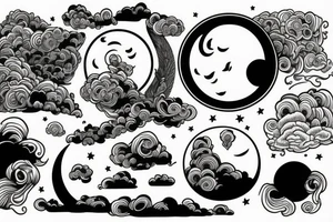 Full moon with clouds tattoo idea