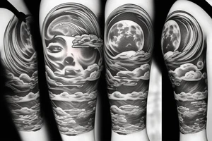 Full moon with clouds tattoo idea