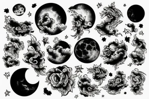 Full moon with clouds tattoo idea