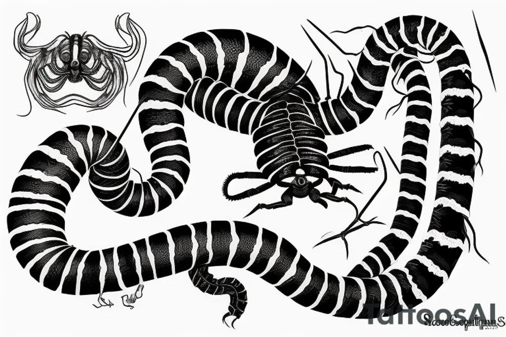 long scolopendra, nightmare, scarry, ugly tattoo idea