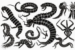 long scolopendra, nightmare, scarry, ugly tattoo idea