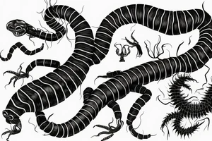 long scolopendra, nightmare, scarry, ugly tattoo idea