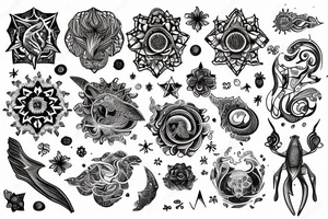 Astrological magical motiv for spine tattoo idea