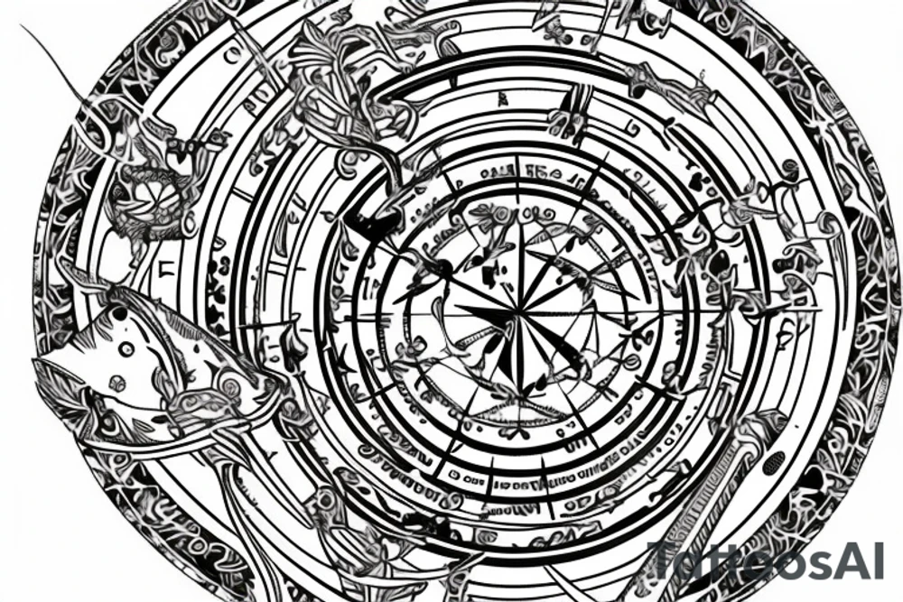 Astrology magical motiv for spine tattoo idea