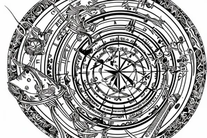 Astrology magical motiv for spine tattoo idea