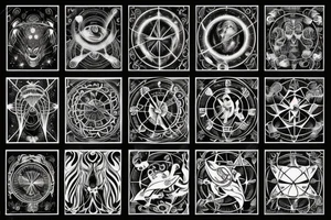 Astrology magical motiv for spine tattoo idea