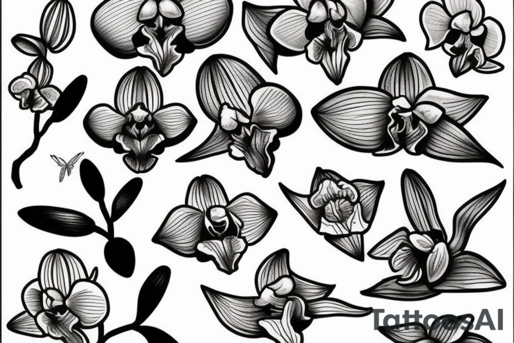 orchids simple tattoo idea