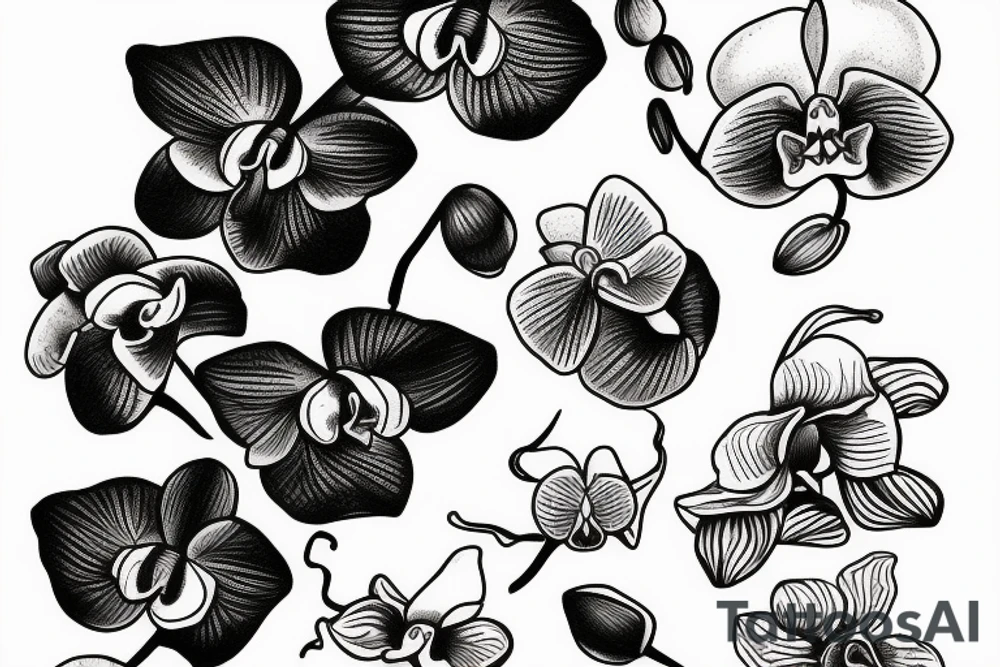 orchids simple tattoo idea
