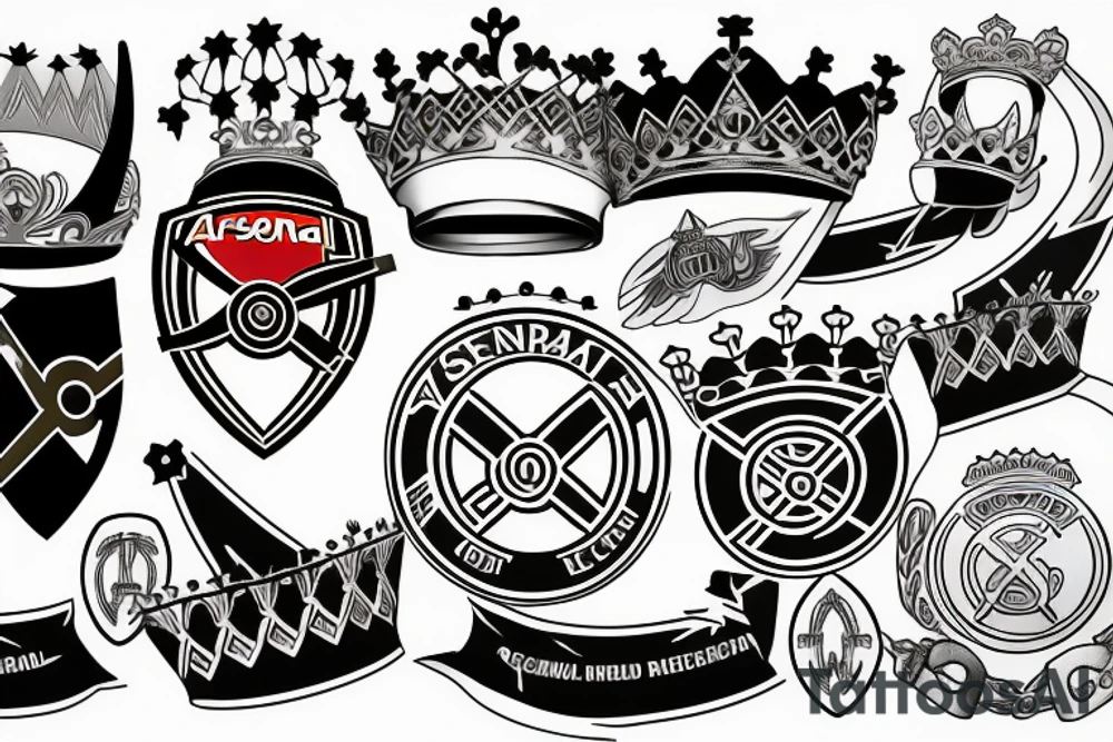 Arsenal canoon with real madrid crown tattoo idea