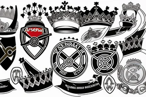 Arsenal canoon with real madrid crown tattoo idea