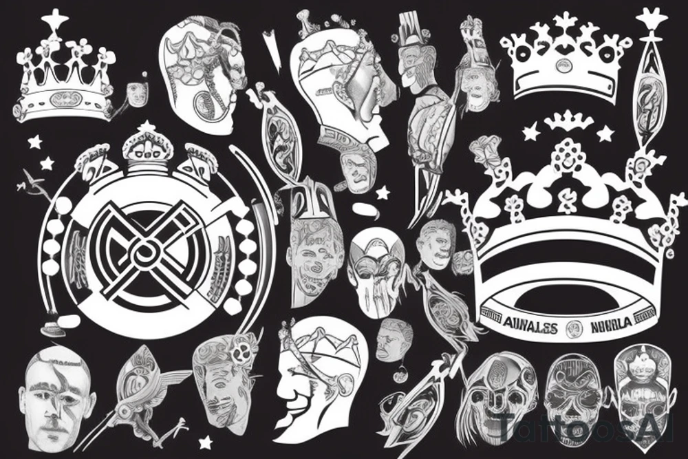 Arsenal canon with real madrid crown tattoo idea